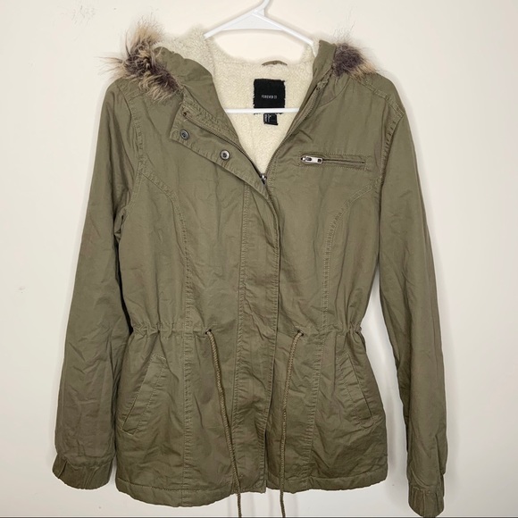 Forever 21 Jackets & Blazers - Forever 21 Army Green Hooded Full Zip Jacket Coat
